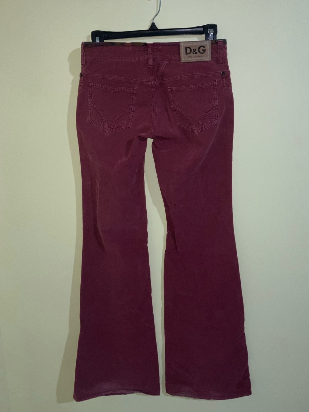 Dolce & Gabbana retro red hipster flare corduroy pants jeans size 26 US 40 EU